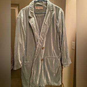 Free People Light Blue Velvet Blazer